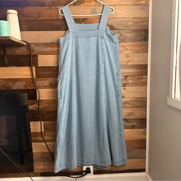 J.Jill Pure Denim Indigo Collection Dress Blue Size M Midi Relaxed Lagenlook NWT - Picture 6 of 12
